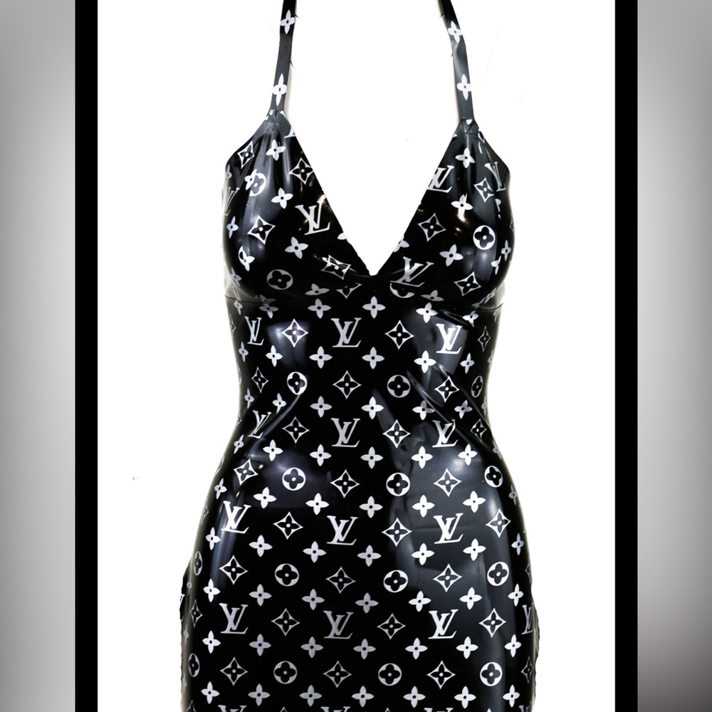 Venus latex , Real Latex, black , customized, mini dress